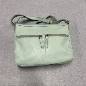 Fossil Light Green Leather Crossbody Bag